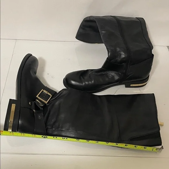 Vince Camuto Black Boots with Gold Buckle - Picture 8 of 11